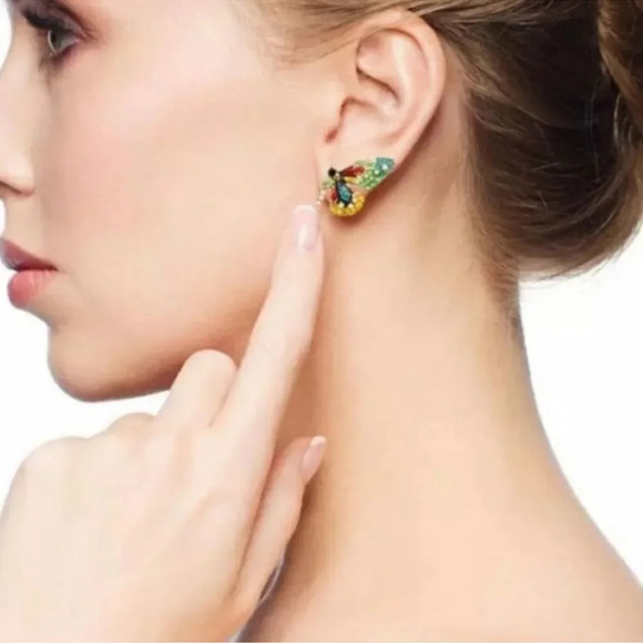 Free People Best Seller Butterfly Rainbow Crystal Earrings - Picture 4 of 7